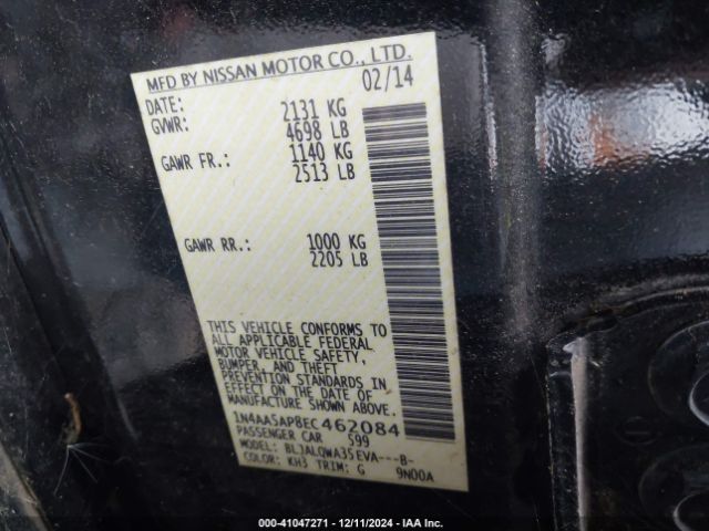 1N4AA5AP8EC462084 Nissan Maxima 3.5 S/3.5 Sv