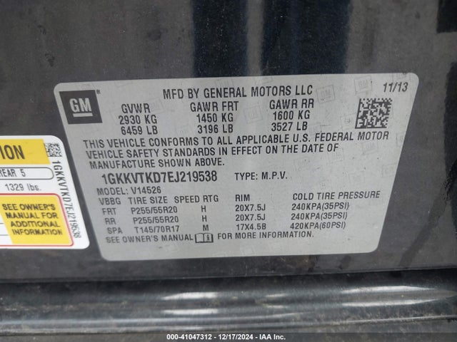 GMC Acadia Denali 2014 1GKKVTKD7EJ219538 Image 9