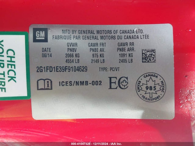 Chevrolet lfx 2015 2G1FD1E39F9104629 Image 26