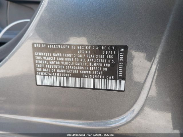 3VW2K7AJXFM215987 Volkswagen Jetta 2.0l S