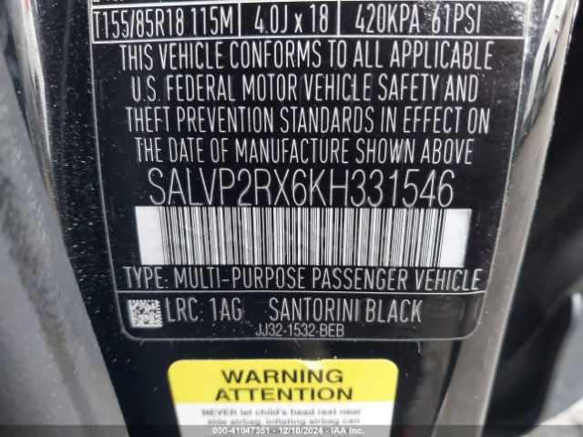 SALVP2RX6KH331546 Land Rover Range Rover Evoque Se/se Premium