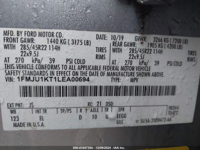 1FMJU1KT1LEA00694 Ford Expedition Limited