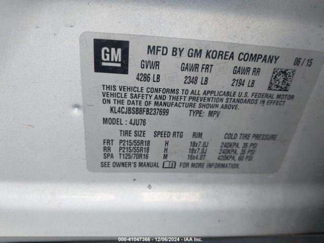 KL4CJBSB8FB237699 Buick Encore Convenience