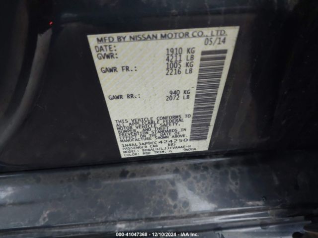 1N4AL3AP9EC424250 Nissan Altima 2.5 Sv