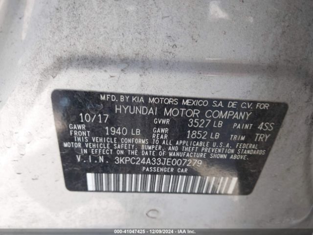 3KPC24A33JE007279 Hyundai ACCENT SE