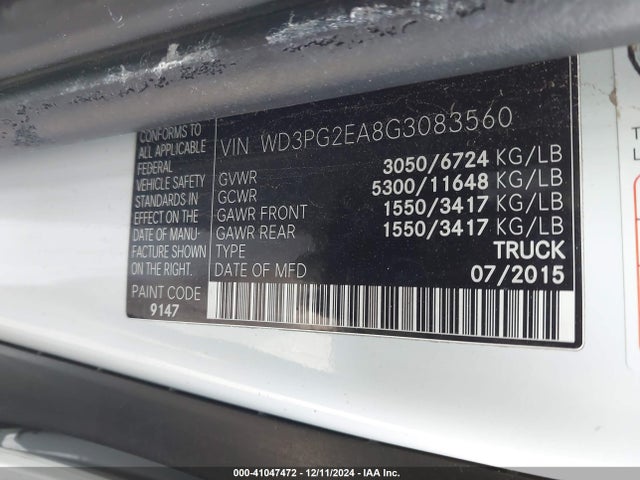 WD3PG2EA8G3083560 Mercedes-Benz Metris