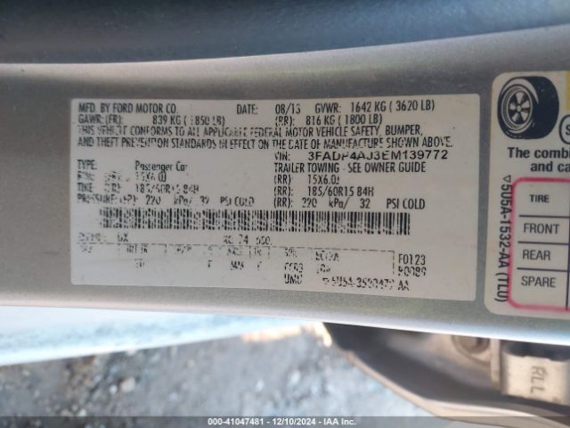 3FADP4AJ3EM139772 Ford FIESTA S