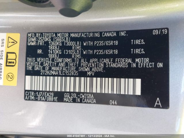 2T2HZMAA1LC152835 Lexus RX 350