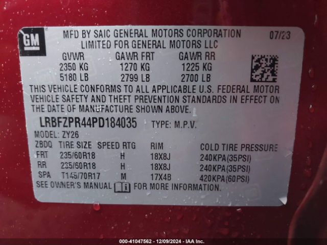 LRBFZPR44PD184035 Buick Envision Essence Awd