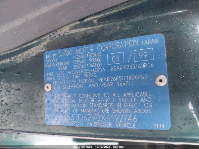 1999 SUZUKI GRAND VITARA JS3TD62V0X4122746 Photo 8