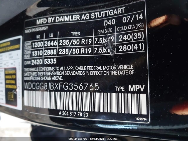 WDCGG8JBXFG356765 Mercedes-Benz Glk 350 4matic