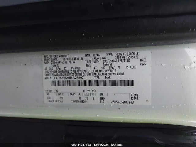1FTYR1ZM2HKA27107 Ford Transit-250