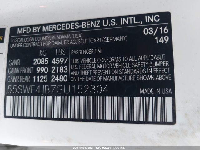 55SWF4JB7GU152304 Mercedes-Benz C-class C 300/luxury/sport
