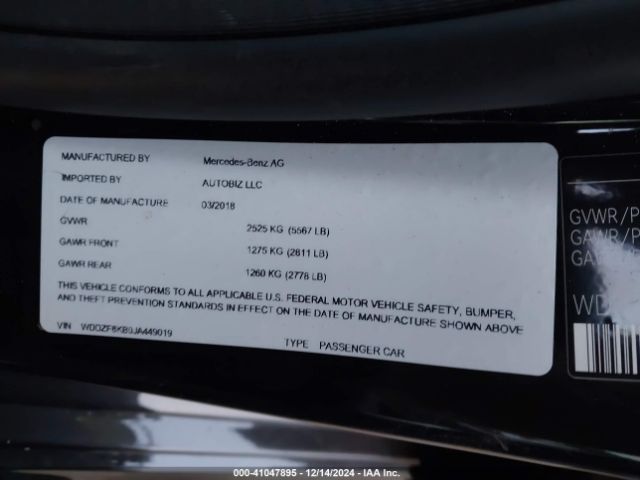 WDDZF8KB0JA449019 Mercedes-Benz Amg E 63 S 4matic