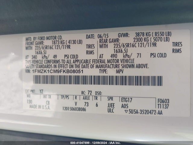 1FMZK1CM9FKB08051 Ford Transit-150 Xlt