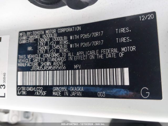 JTERU5JR5M5895656 Toyota 4runner Trd Off Road Premium