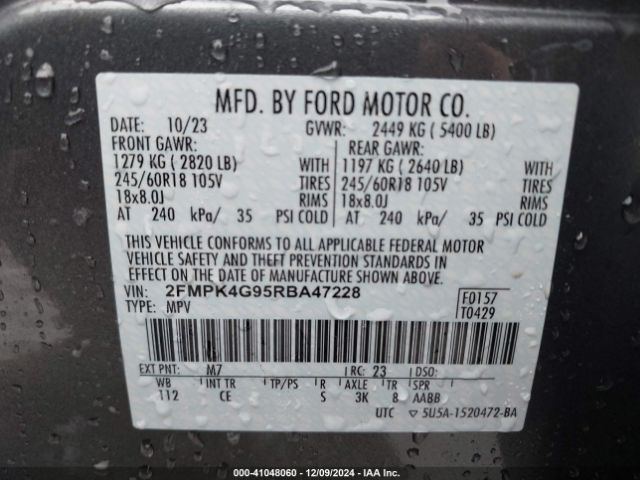 2FMPK4G95RBA47228 Ford EDGE SE