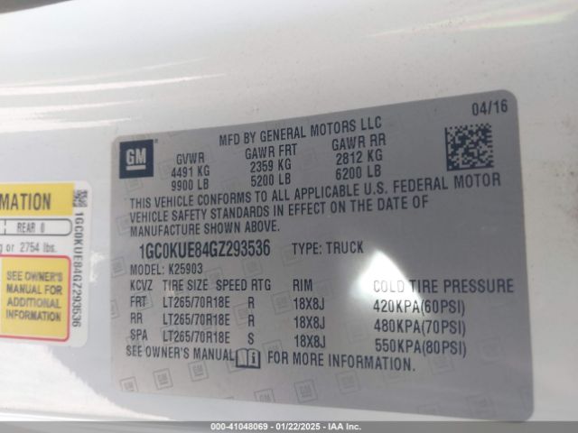 1GC0KUE84GZ293536 Chevrolet Silverado 2500hd Wt