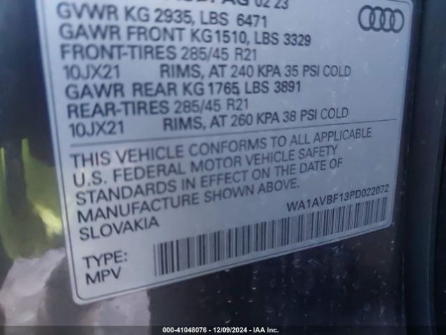 WA1AVBF13PD022072 Audi Q8 Premium 55 Tfsi Quattro Tiptronic