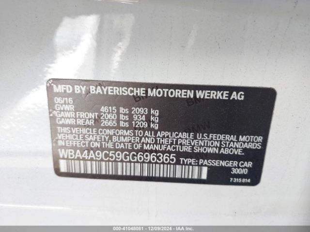 WBA4A9C59GG696365 BMW 428i Gran Coupe