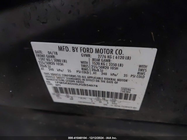 Ford EXPLORER XLT 2018 1FM5K8DH0JGB54078 Image 9