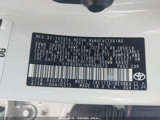 Toyota COROLLA LE 2017 5YFBURHE4HP680679 Image 9