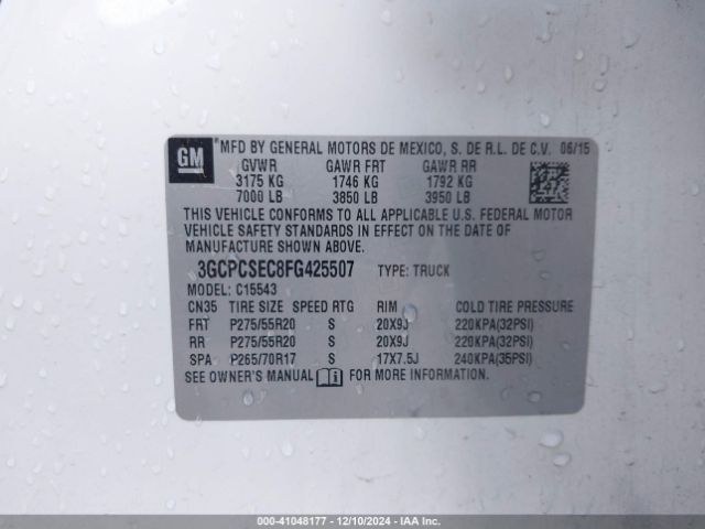 3GCPCSEC8FG425507 Chevrolet Silverado 1500 1lz