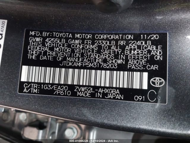 JTDKAMFP5M3178203 Toyota Prius Prime Xle