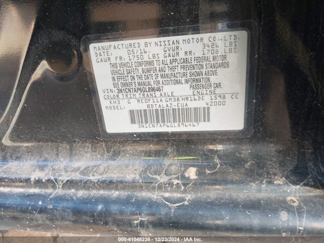 Nissan Versa 1.6 S+ 2016 3N1CN7AP6GL896467 Image 9