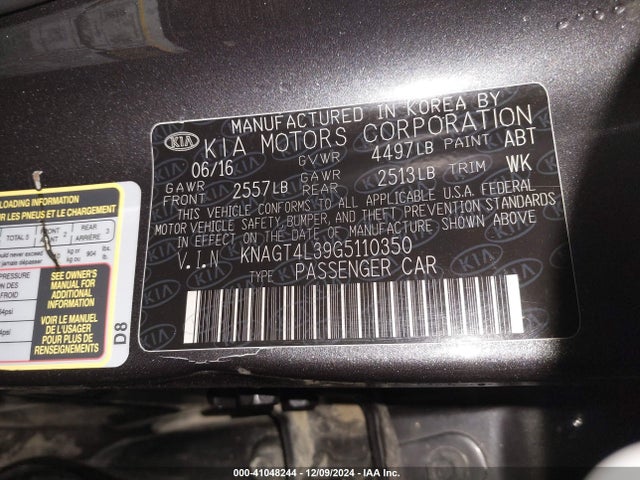 KIA Optima Lx 2016 KNAGT4L39G5110350 Image 9