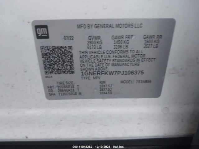 1GNERFKW7PJ106375 Chevrolet Traverse Fwd Ls