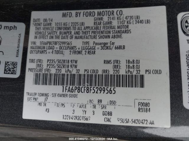 1FA6P8CF8F5299565 Ford Mustang Gt Premium