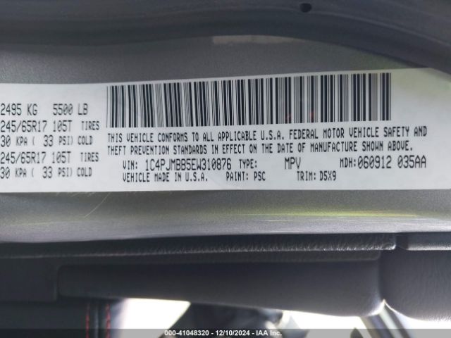 1C4PJMBB5EW310876 Jeep Cherokee Trailhawk