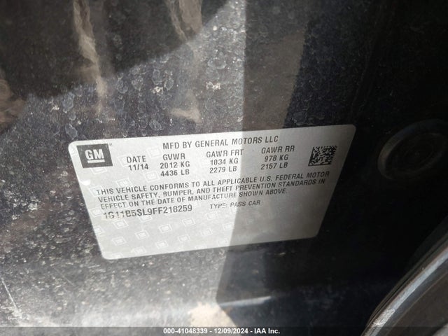 Chevrolet MALIBU LS 2015 1G11B5SL9FF218259 Image 9