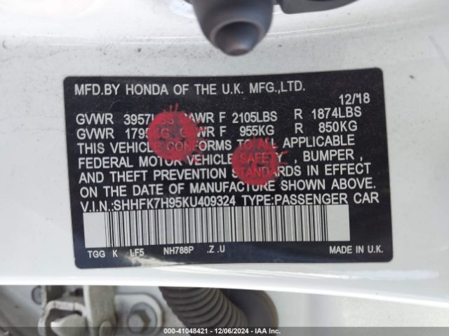 SHHFK7H95KU409324 Honda Civic Sport Touring