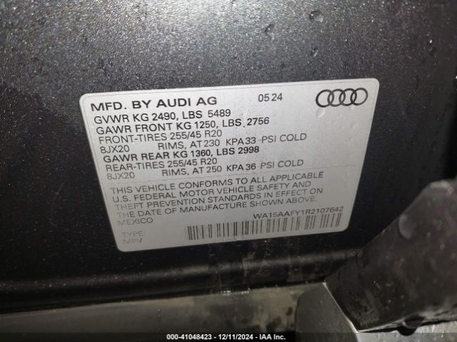 WA15AAFY1R2107642 Audi Q5 Sportback Premium Plus 45 Tfsi S Line Quattro S Tronic