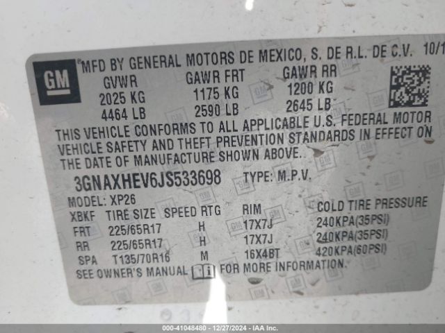 3GNAXHEV6JS533698 Chevrolet EQUINOX LS