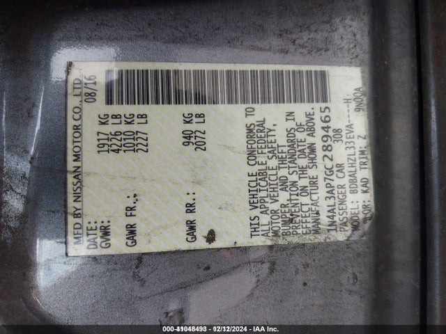 1N4AL3AP7GC289465 Nissan Altima 2.5 Sr