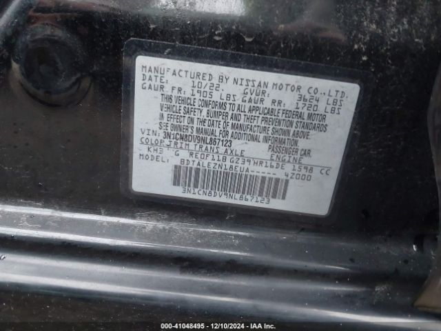 3N1CN8DV9NL867123 Nissan Versa 1.6 S Xtronic Cvt