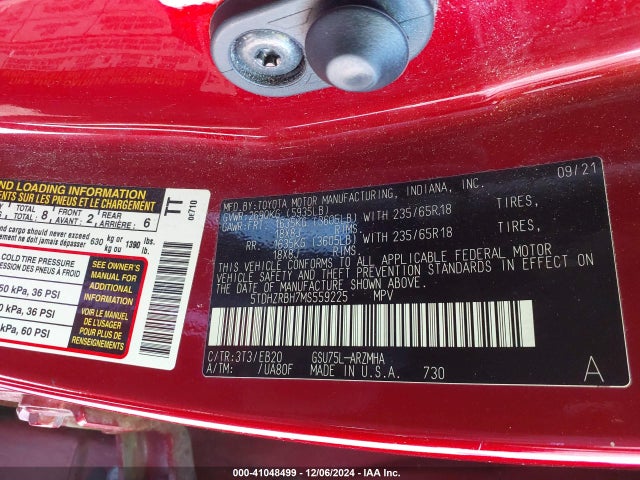 Toyota Highlander Xle 2021 5TDHZRBH7MS559225 Image 9