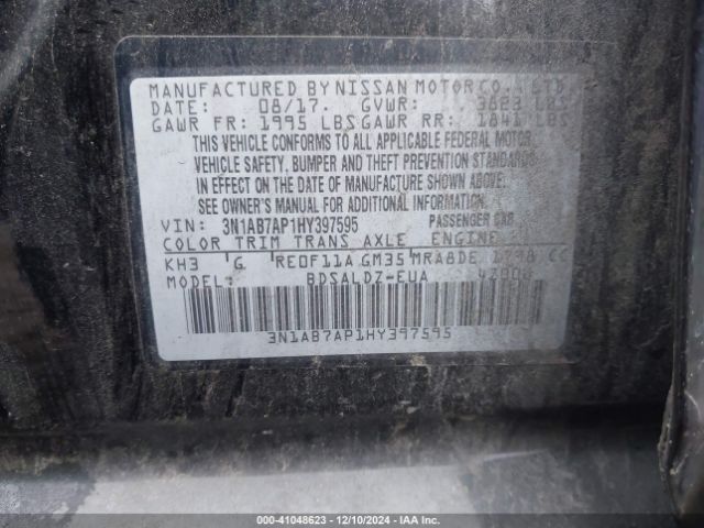 3N1AB7AP1HY397595 Nissan SENTRA SV