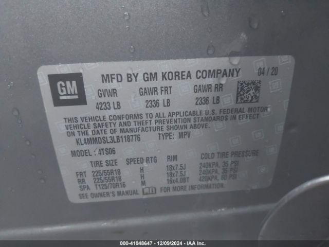 KL4MMDSL3LB118776 Buick Encore Gx Fwd Select