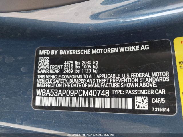 WBA53AP09PCM40748 BMW 430I