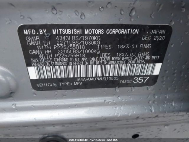 2021 MITSUBISHI OUTLANDER SPORT JA4ARUAU7MU010505 Photo 8