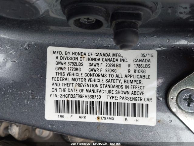 2HGFB2F99FH538739 Honda Civic Ex-l