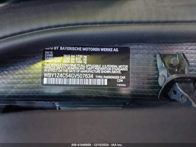 WBY1Z4C54GV507634 BMW I3 Base W/range Extender