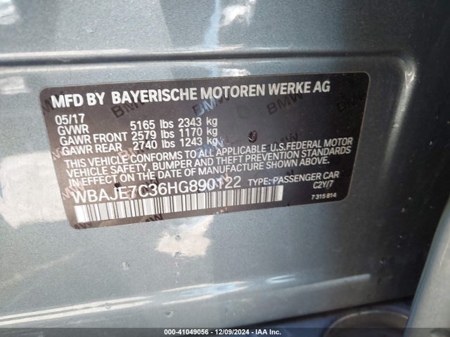 WBAJE7C36HG890122 BMW 540i Xdrive