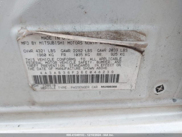 2006 MITSUBISHI GALANT 4A3AB36F36E048239 Photo 8