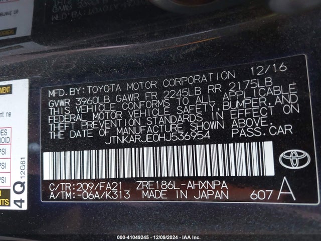 JTNKARJE0HJ536954 Toyota COROLLA IM
