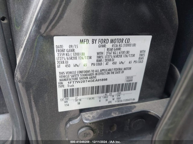 Ford F-250 Lariat 2016 1FT7W2BT4GEA91898 Image 9